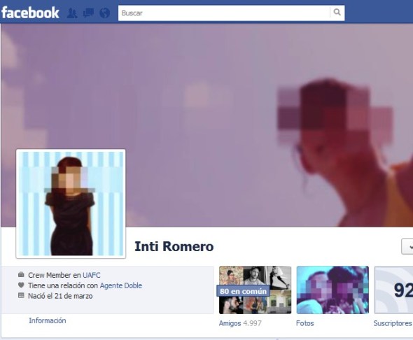Inti Romero: Perfil de Facebook